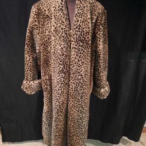 Faux leopard swing coat